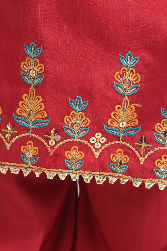 Infant Girls Chiffon 2Pcs Maha Rani-Red
