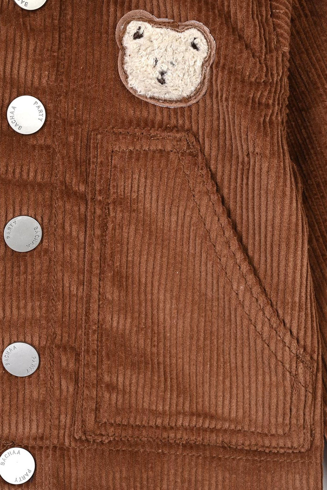 Infant Boys Corduroy Jacket Bear - BROWN