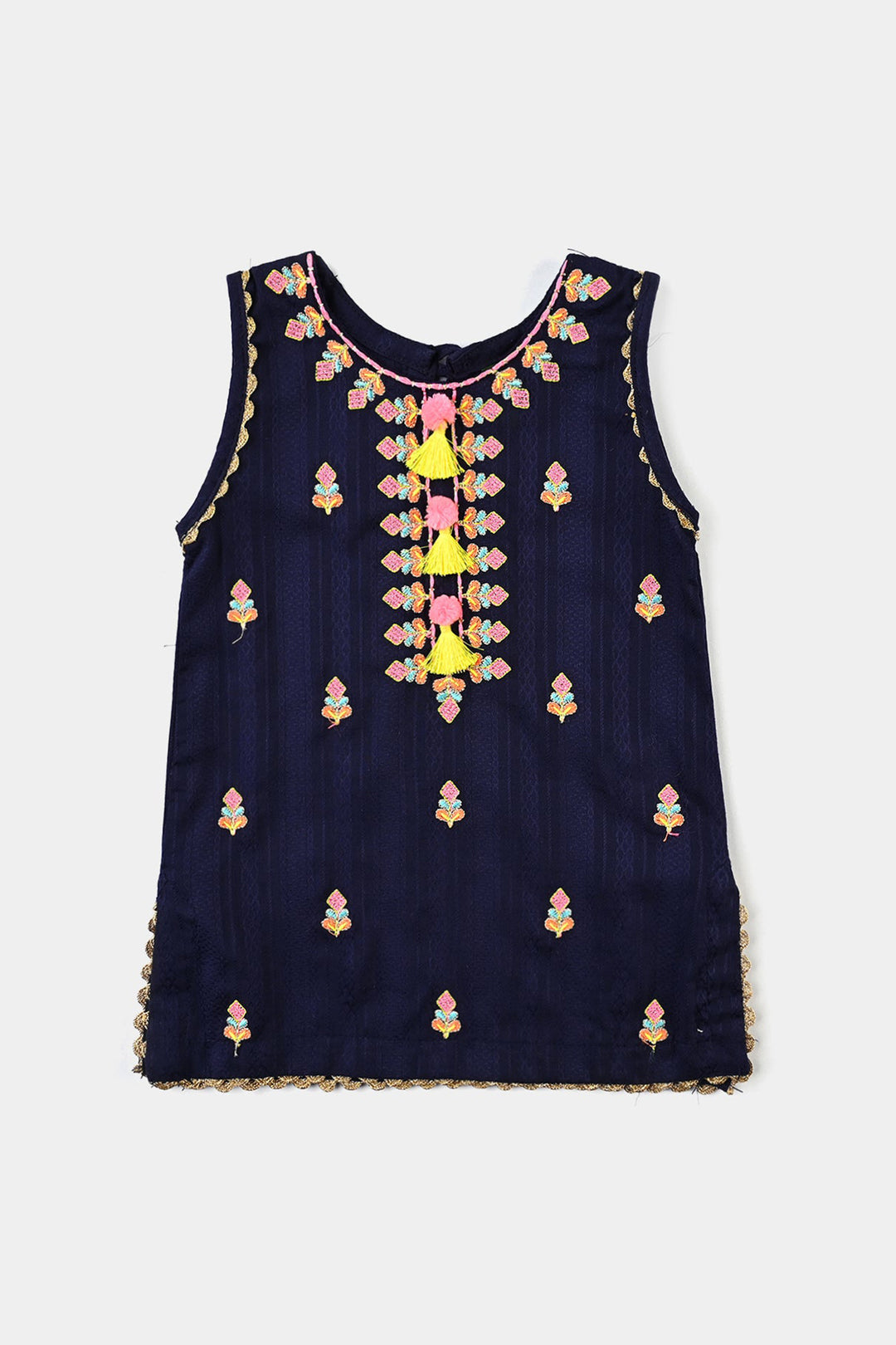 Infant Girls Cotton Emb 2Pcs Little Pop-Navy Blue