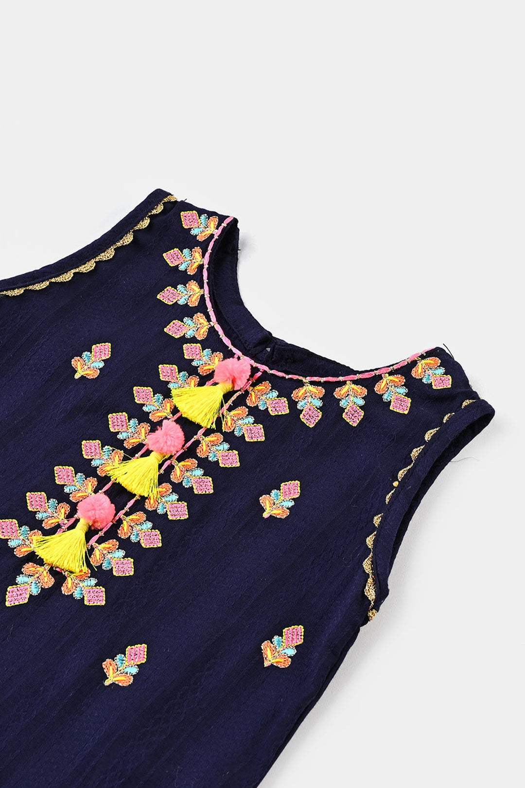 Infant Girls Cotton Emb 2Pcs Little Pop-Navy Blue