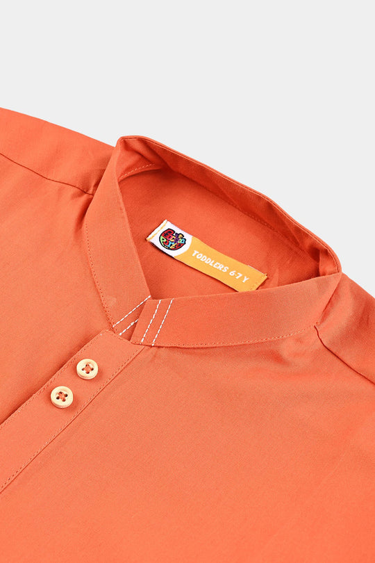 Boys Cotton Poplin 3 Piece Suit (Tone On Tone)-B/Orange