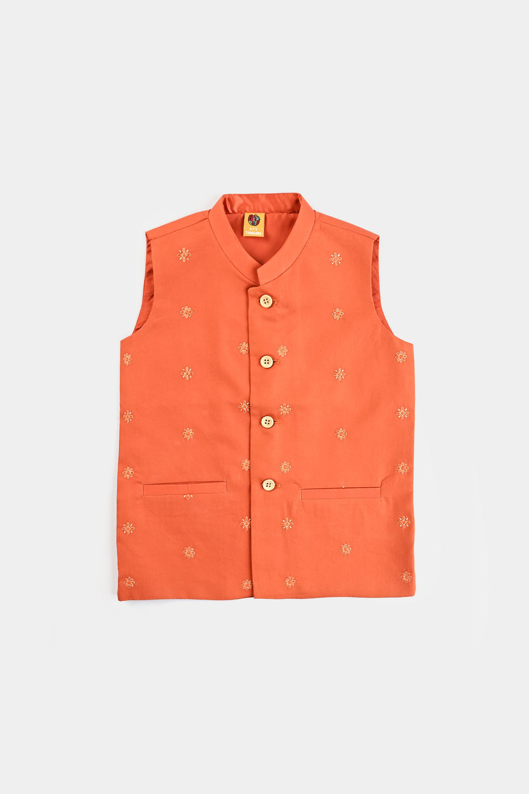 Boys Cotton Poplin 3 Piece Suit (Tone On Tone)-B/Orange
