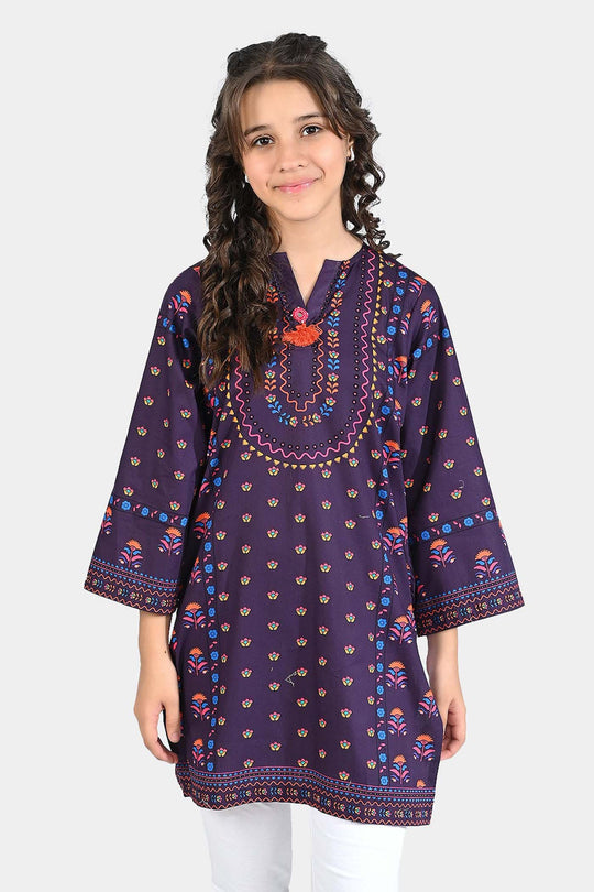 Girls Cotton Poplin Printed Kurti