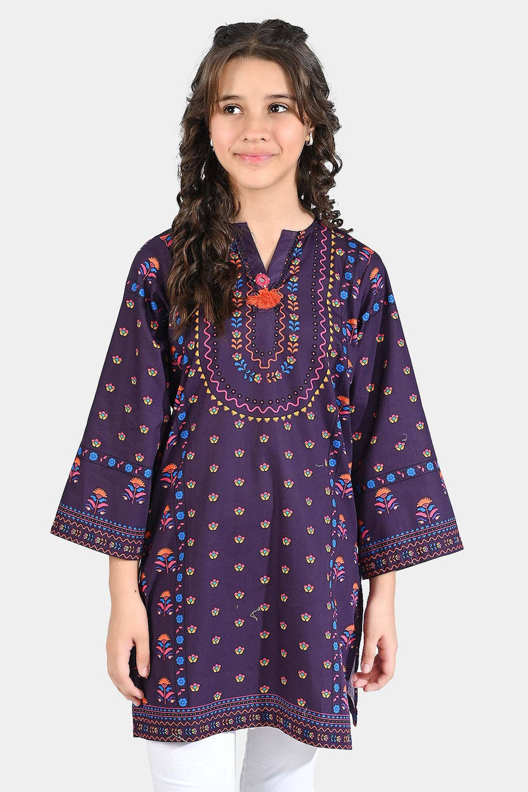 Girls Cotton Poplin Printed Kurti