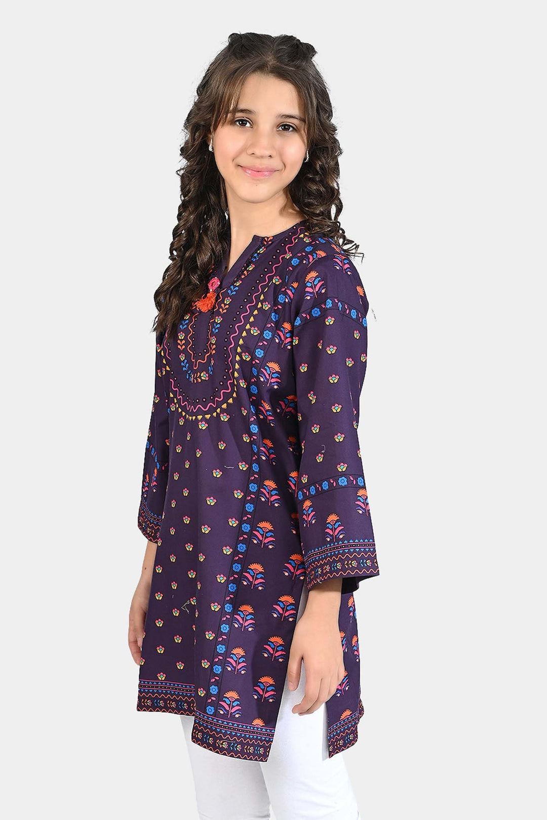 Girls Cotton Poplin Printed Kurti