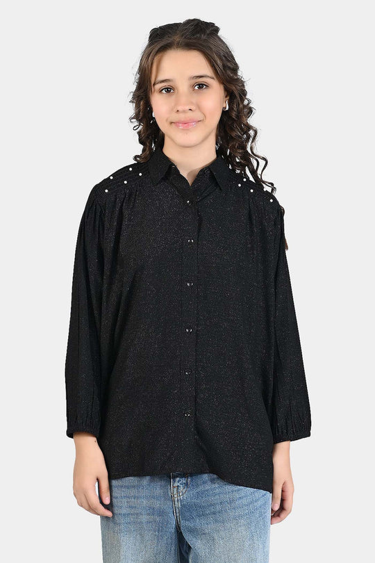 Girls Casual Top Black Lurex-BLACK