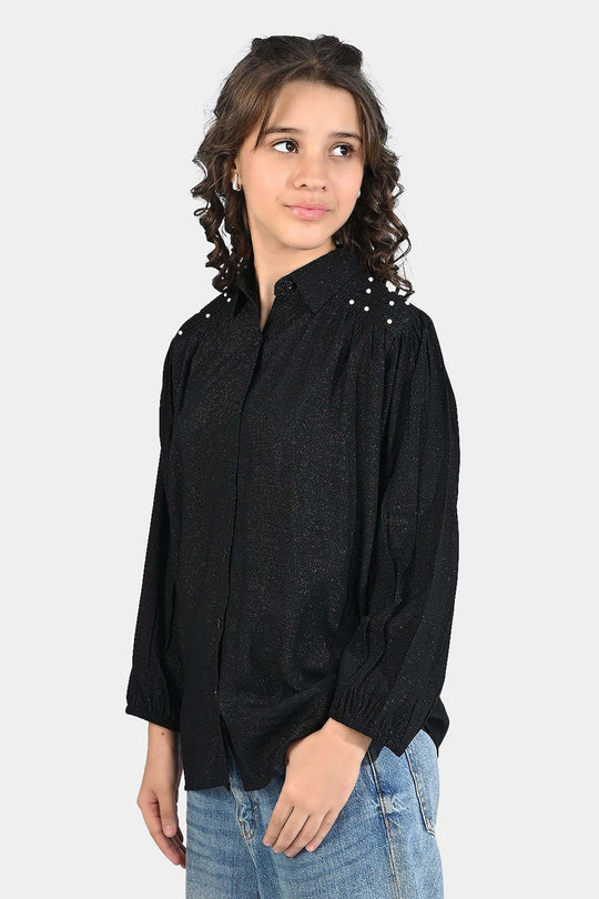 Girls Casual Top Black Lurex-BLACK