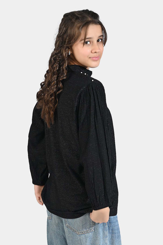 Girls Casual Top Black Lurex-BLACK