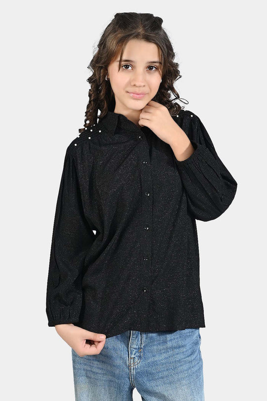 Girls Casual Top Black Lurex-BLACK