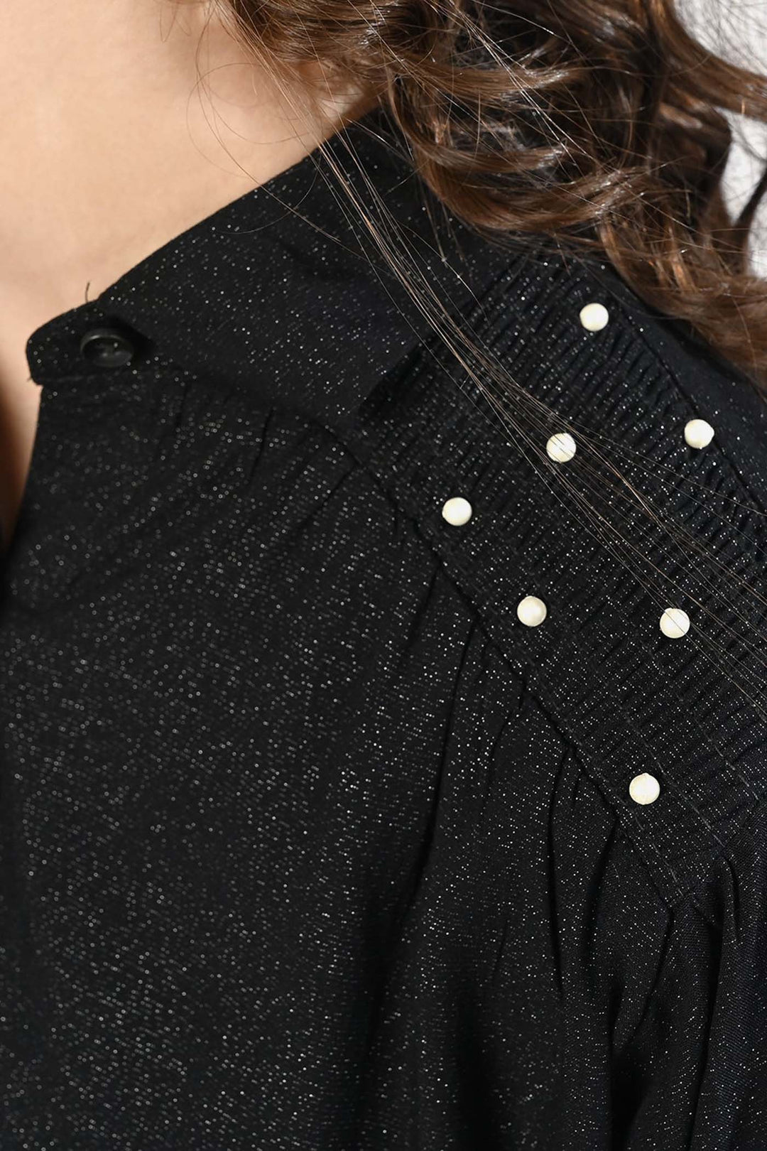 Girls Casual Top Black Lurex-BLACK