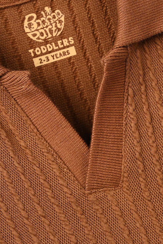 Boys Sweater knit Polo Freedom - BROWN