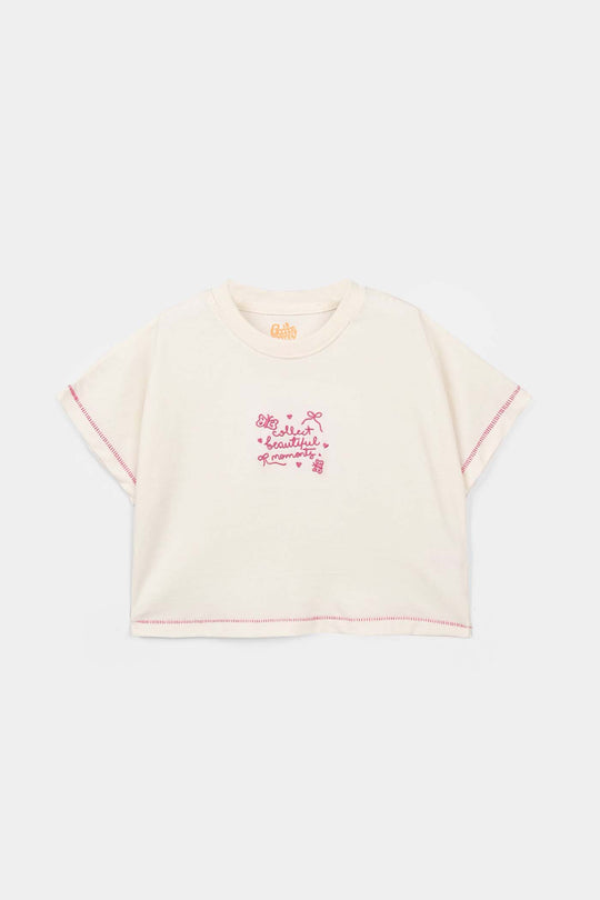Girls Cotton Jersey T-Shirt Beautiful Moments - Off White