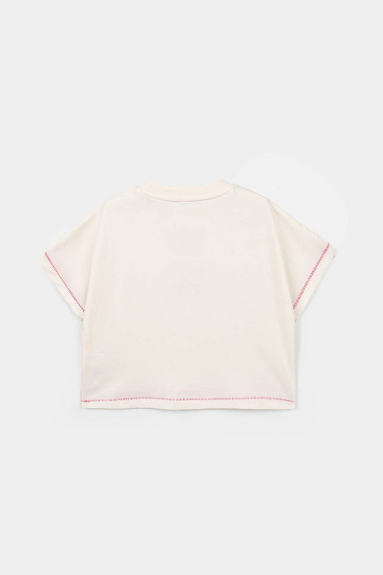 Girls Cotton Jersey T-Shirt Beautiful Moments - Off White