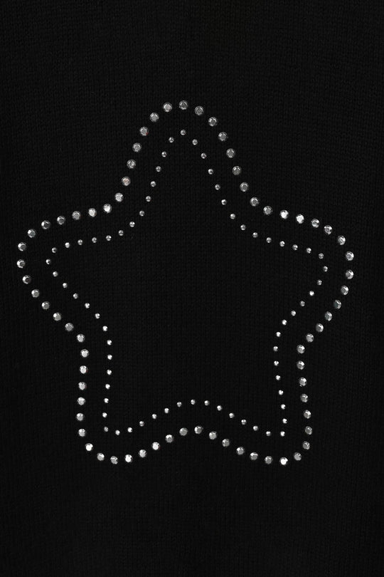 Girls Cotton Sweater Stars - BLACK