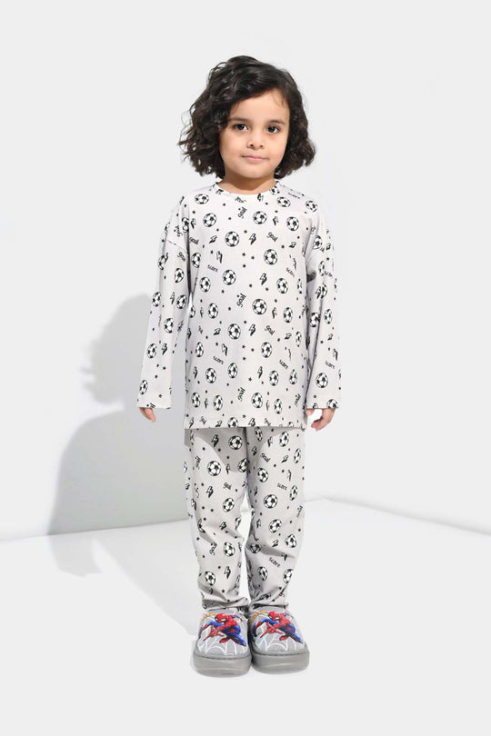 Boys Jersey/Terry Night Suit Goal-GREY