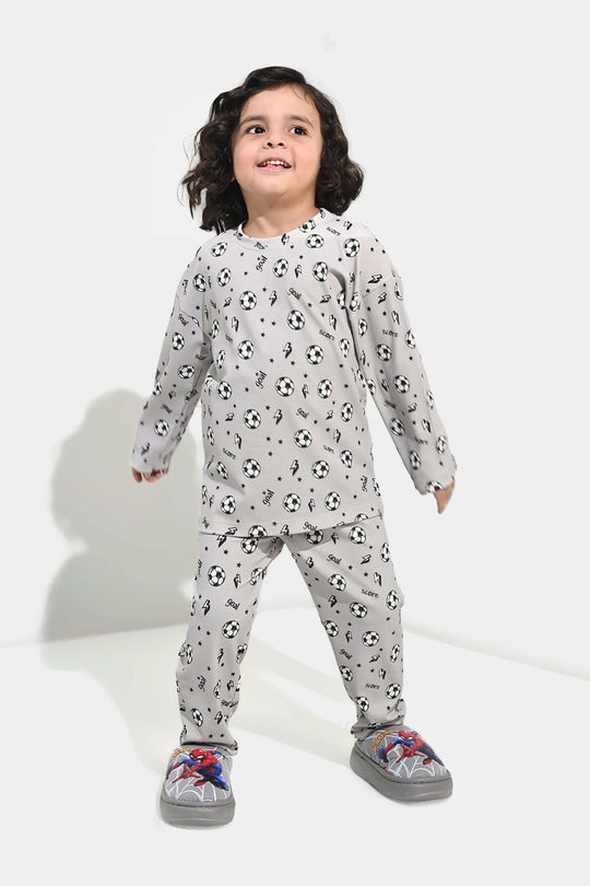 Boys Jersey/Terry Night Suit Goal-GREY
