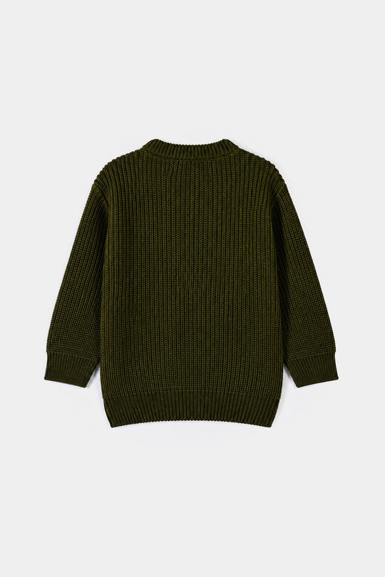 Boys Acrylic Sweater-Sports League-Green