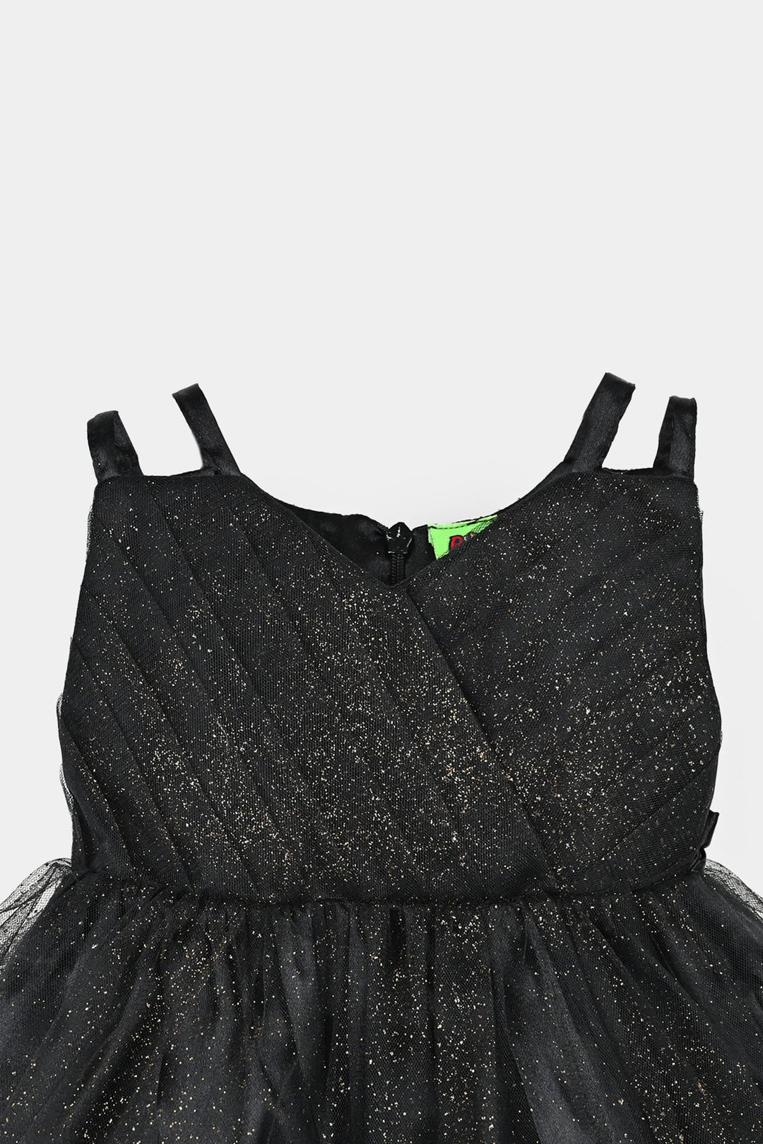Infant Girls Net Fancy Frock Shimmer-BLACK