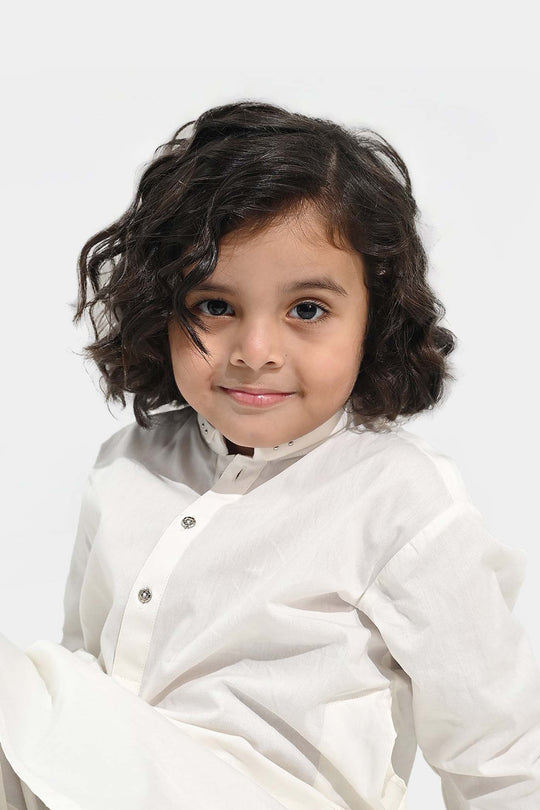 Boys Cotton Poplin Kurta Pajama (Elegant)-White