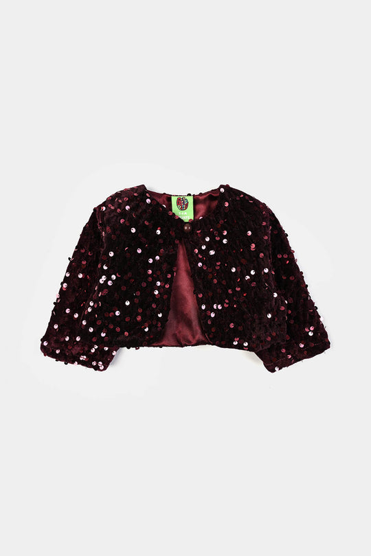Infant Girls Velvet Bolero Party (Maroon)