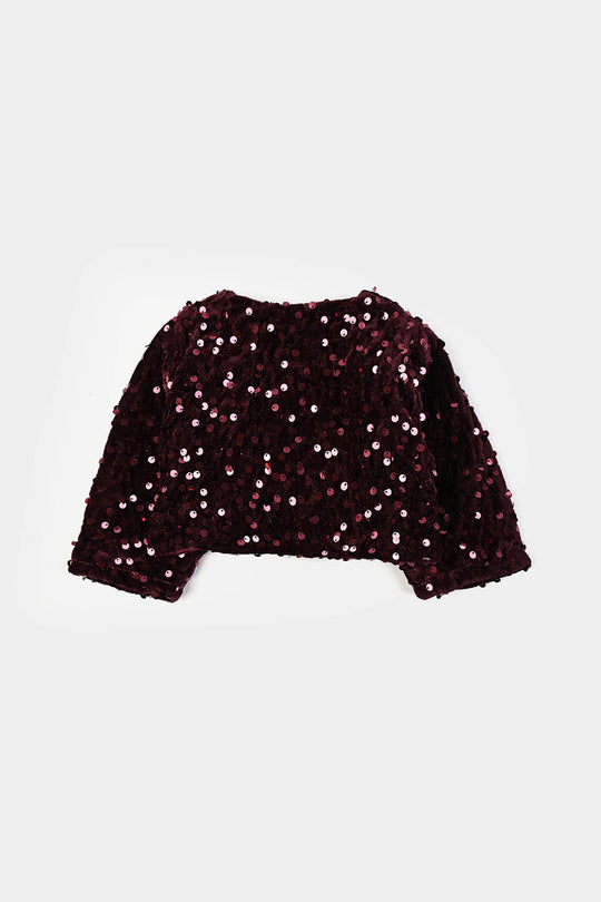 Infant Girls Velvet Bolero Party (Maroon)