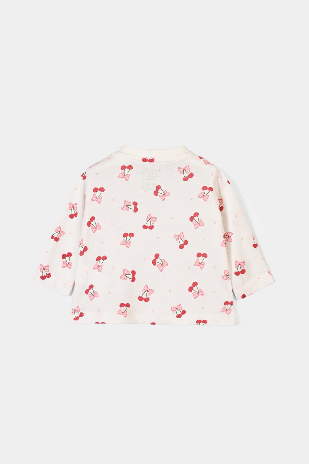Infant Girls Cotton Jersey T-Shirt Full Sleeves Little Bows - Off White
