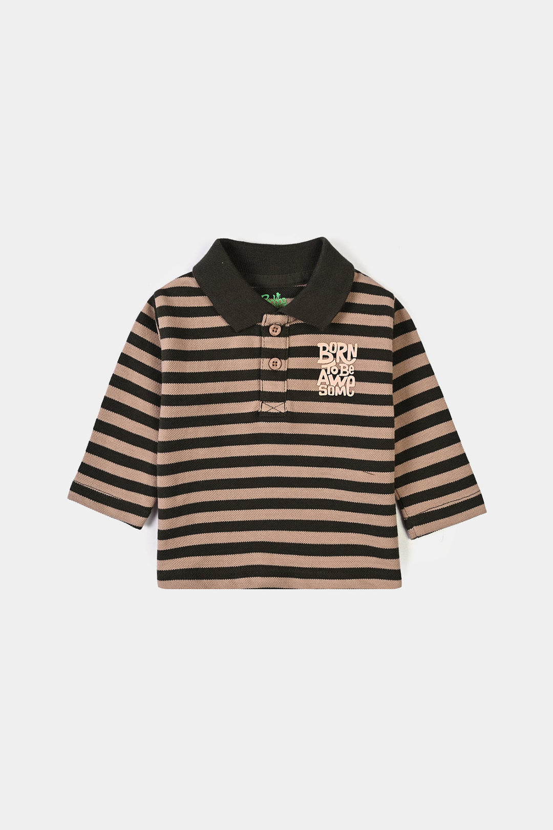 Infant Boys Cotton PK Polo F/S Awesome-Lt.Brown