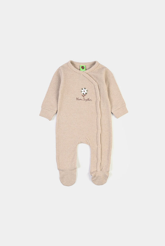 Infant Girls Sherpa Romper Cozy Peanut-BROWN