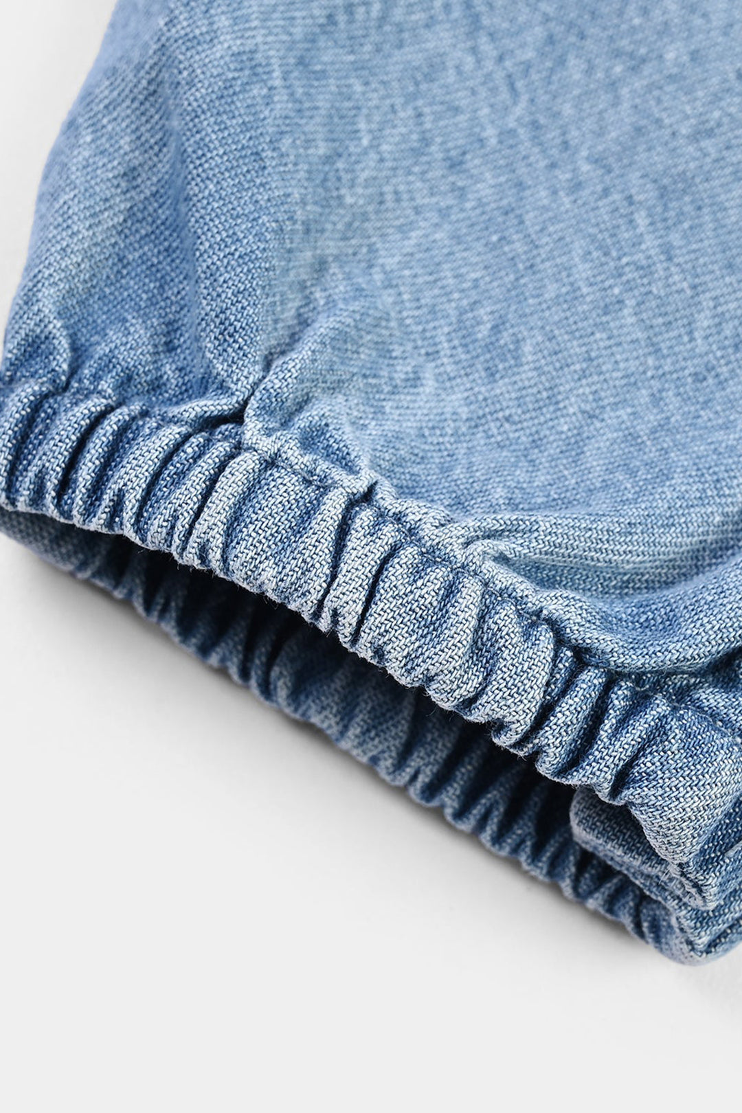 Infant Girls Denim Tensile (Light Denim) Woven Romper-BLUE