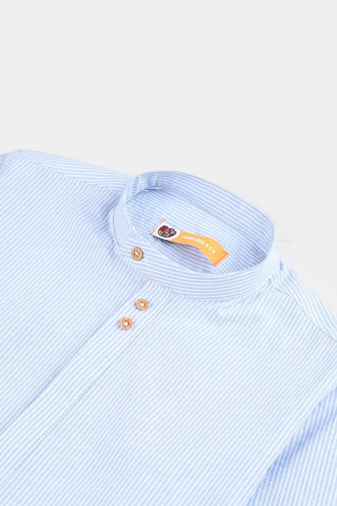 Boys Yarn Dyed Basic Kurta (Band Collar)-L/BLUE