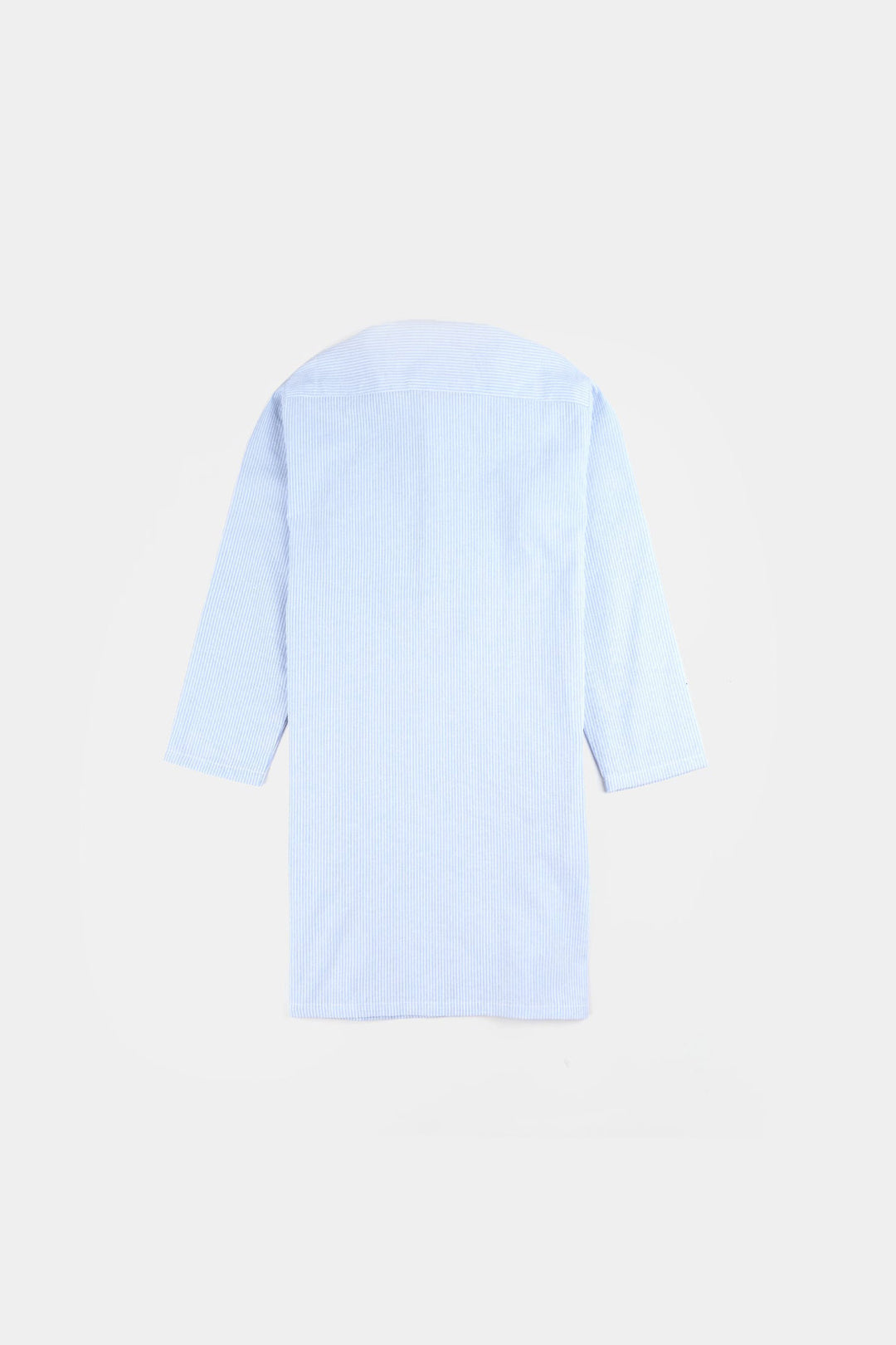 Boys Yarn Dyed Basic Kurta (Band Collar)-L/BLUE