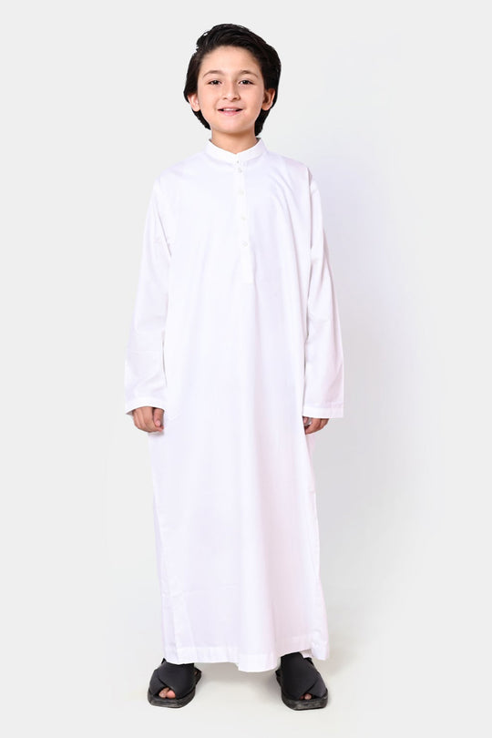 Boys Poly Viscose Jubba-White