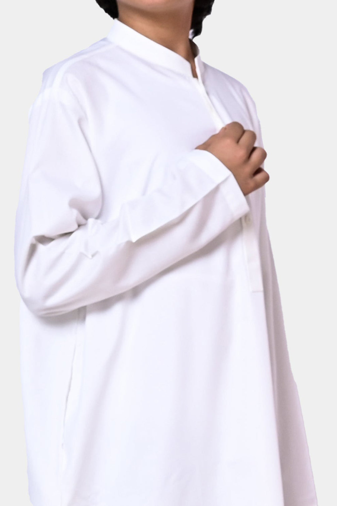 Boys Poly Viscose Jubba-White
