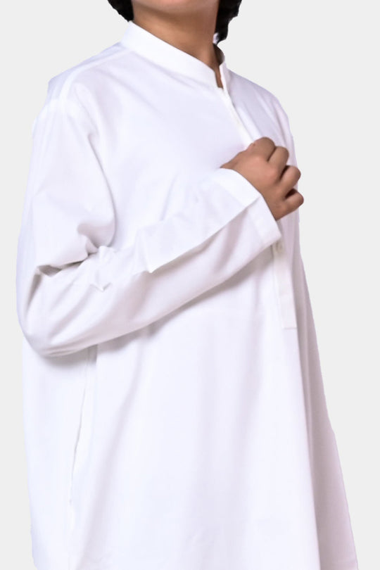 Boys Poly Viscose Jubba-White