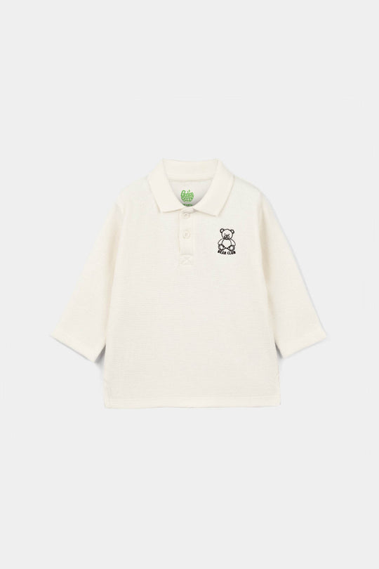 Infant Boys Thermal Polo F/S Bear Club-Off.White
