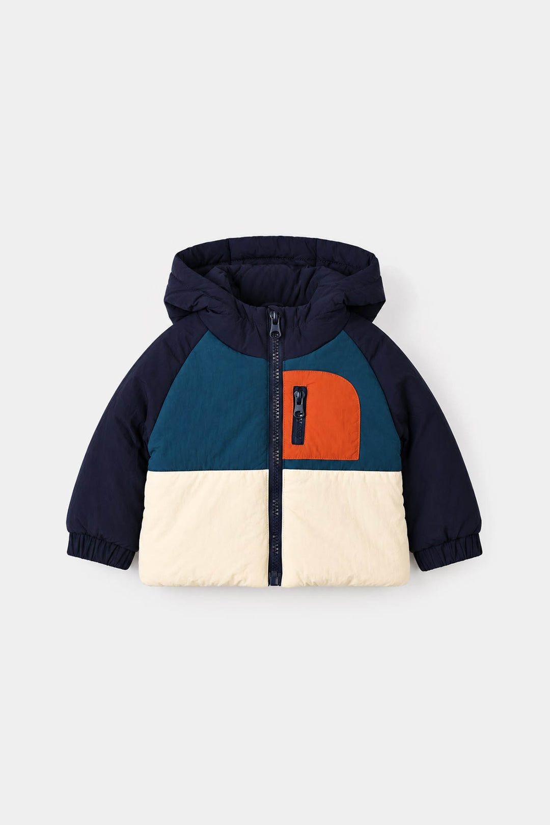 Infant Boys Polyester Puffer Jacket Zip front-BLUE