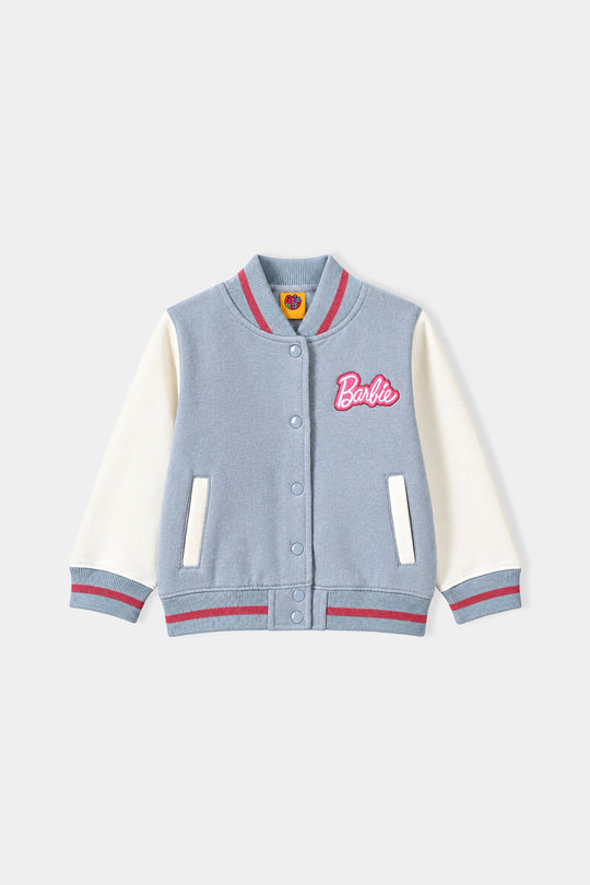 Girls Fleece Bomber Jacket Character-Blue.Fog