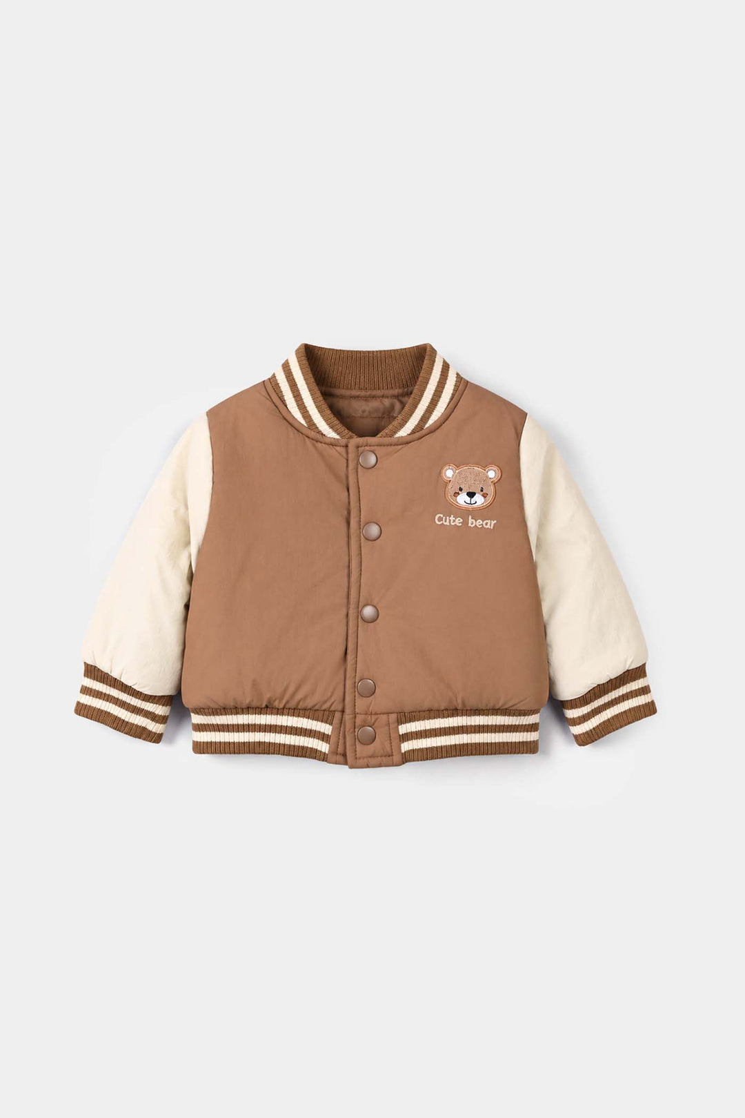 Infant Boys Polyester Puffer Jacket Cute Bear-BROWN