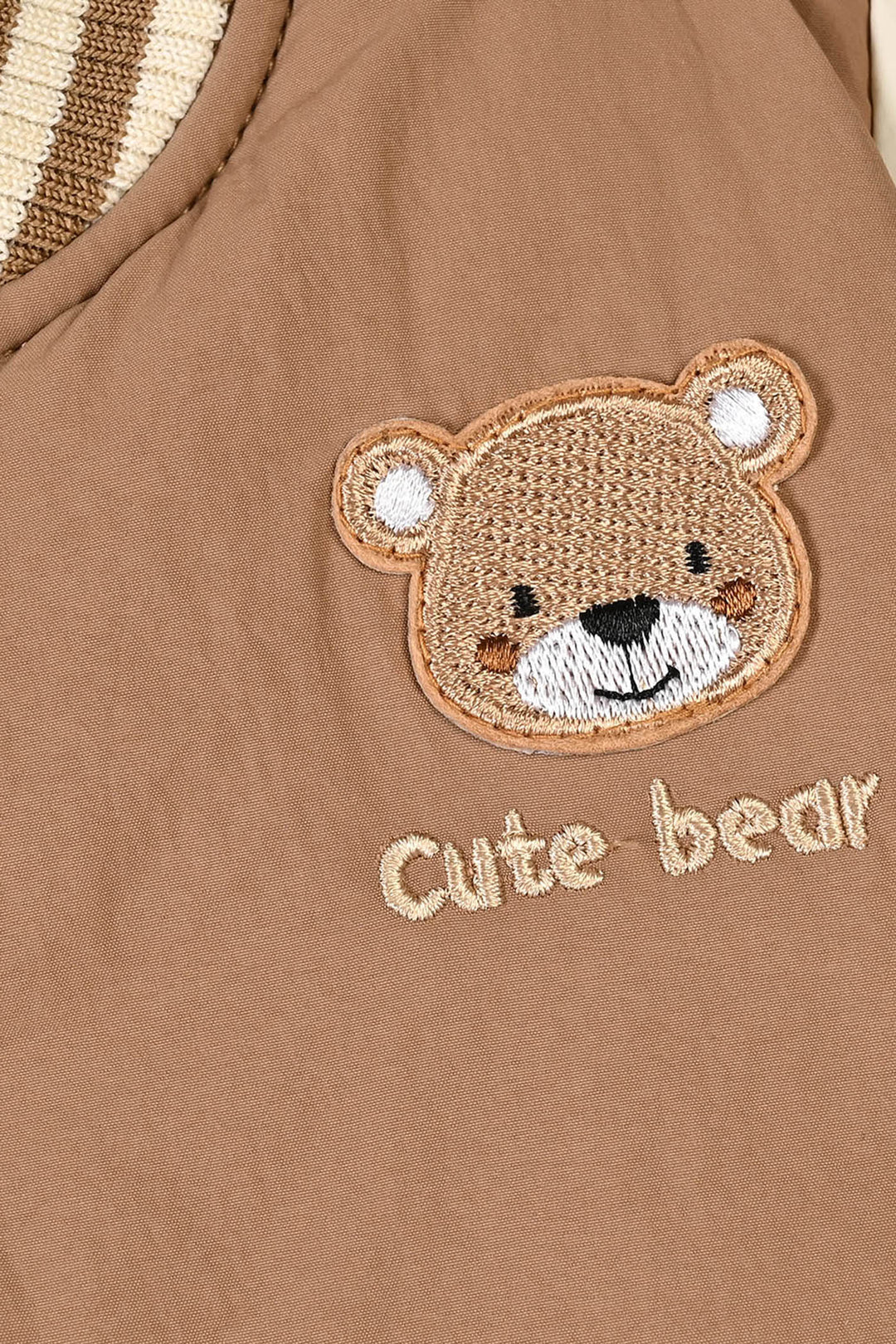 Infant Boys Polyester Puffer Jacket Cute Bear-BROWN