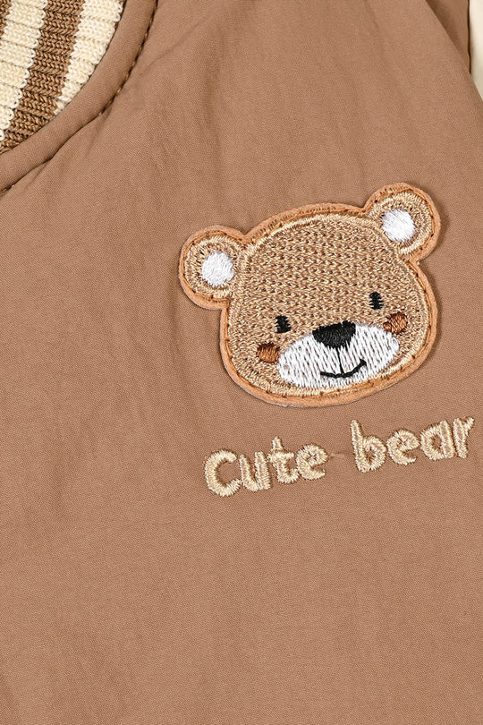 Infant Boys Polyester Puffer Jacket Cute Bear-BROWN