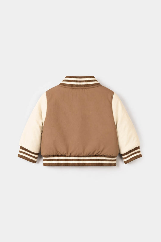 Infant Boys Polyester Puffer Jacket Cute Bear-BROWN