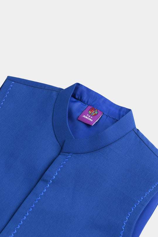 Boys Cotton Poplin Waist coat (Front PKT)-BLUE