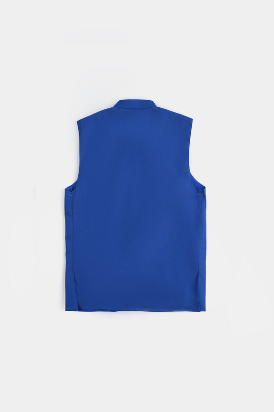 Boys Cotton Poplin Waist coat (Front PKT)-BLUE