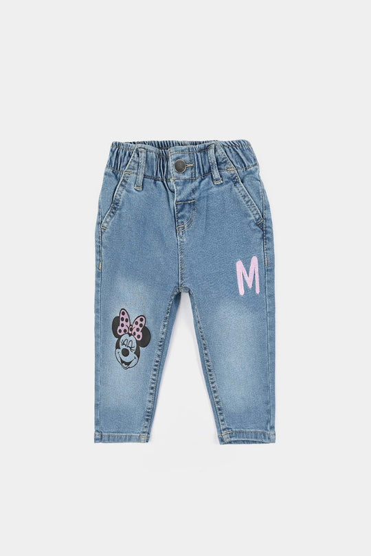 Infant Girls Denim Stretch Pant-Light Blue