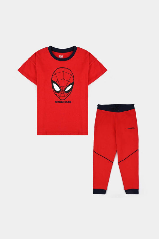 Boys Jersey/Terry 2 Piece Suit-H.Red