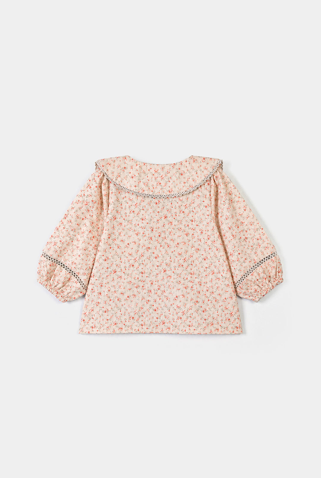 Girls Cotton Casual Top Floral-Beige-1