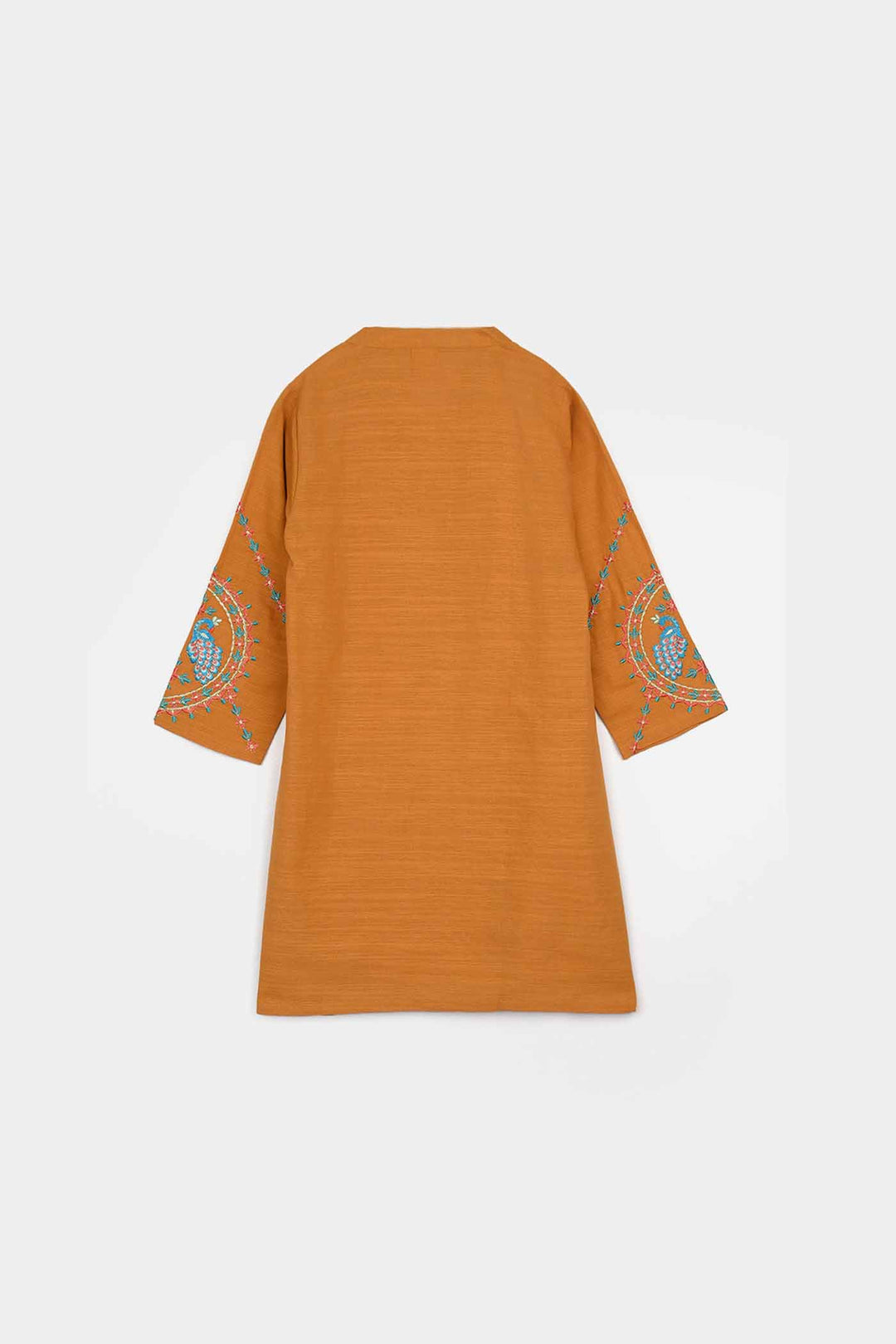 Girls Cotton Slub Emb Kurti Ujala-Mustard