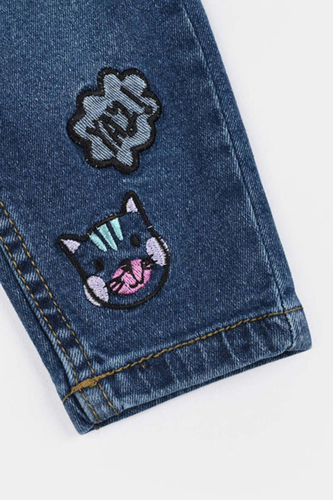 Infant Girls Denim Stretch Pant Hearts-Blue