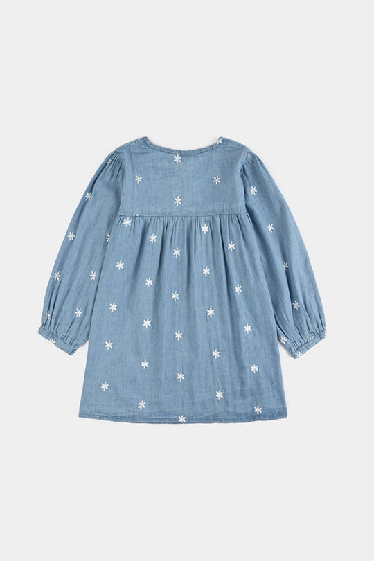 Girls Tencel Denim (Light Denim) Emb Top Daisy-LT.Blue