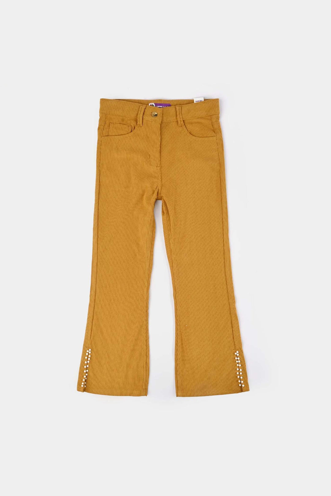 Girls Corduroy Pant Pearls - Mustard/Yellow